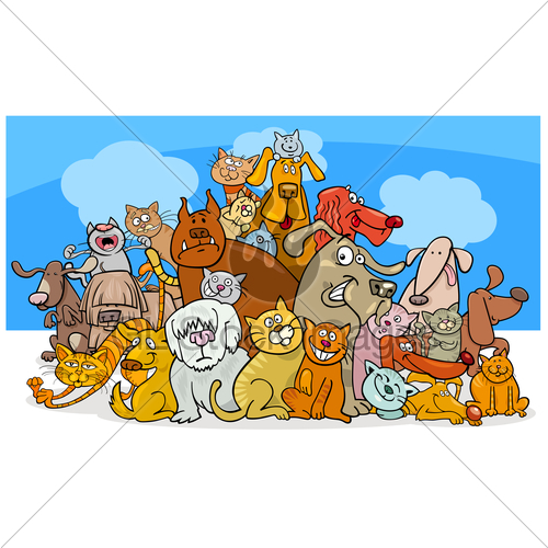 500x500 Cartoon Dog And Cats Characters Gl Stock Images