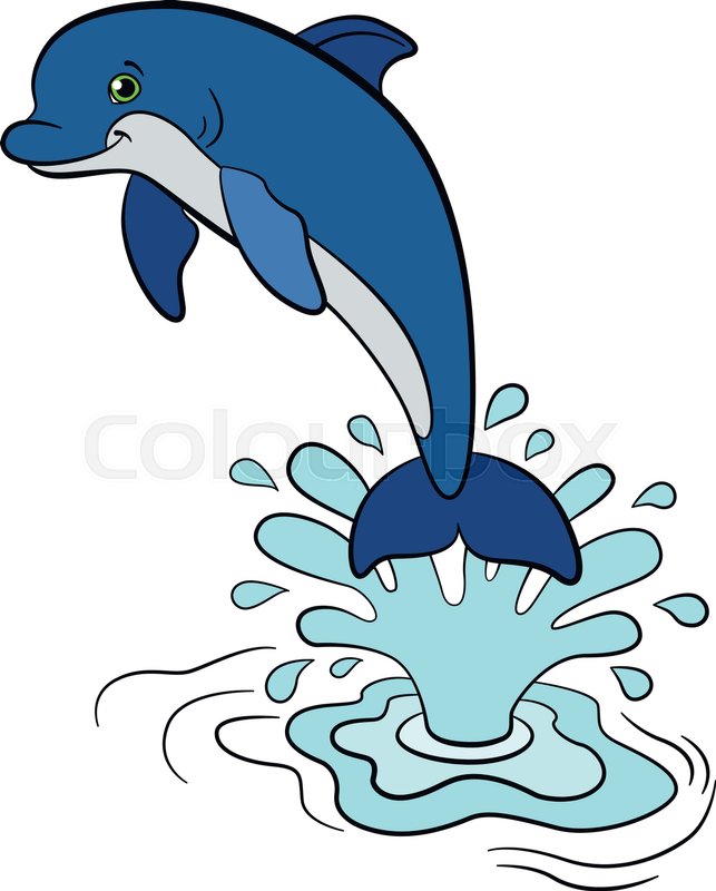 643x800 Cartoon Animals For Kids. Little Cute Dolphin Jumps Out