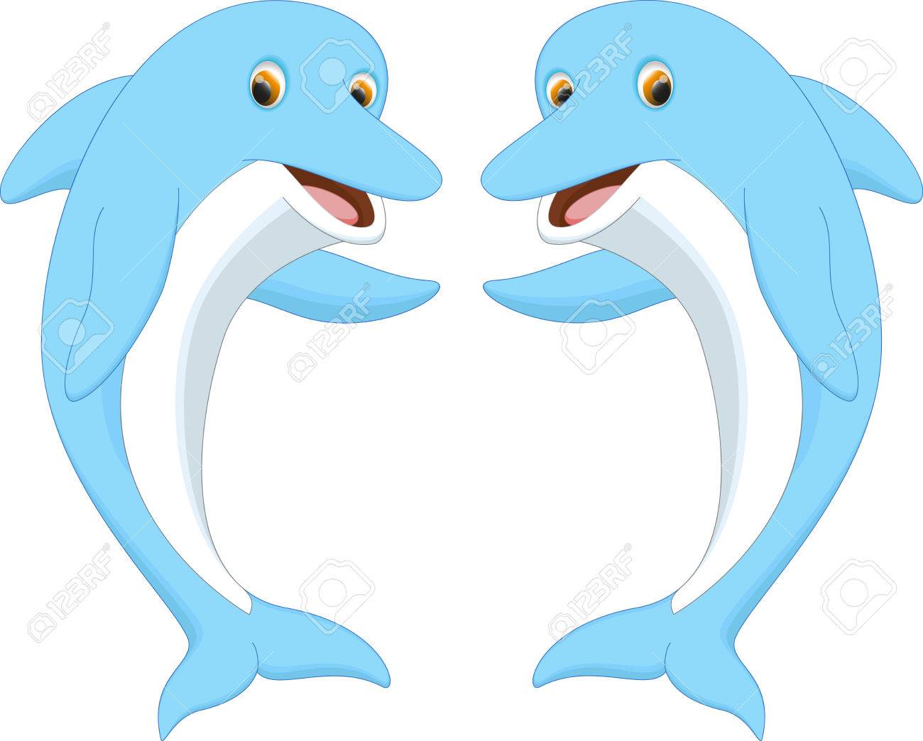 1300x1044 Cute Dolphin Couple Cartoon Waving Royalty Free Cliparts, Vectors