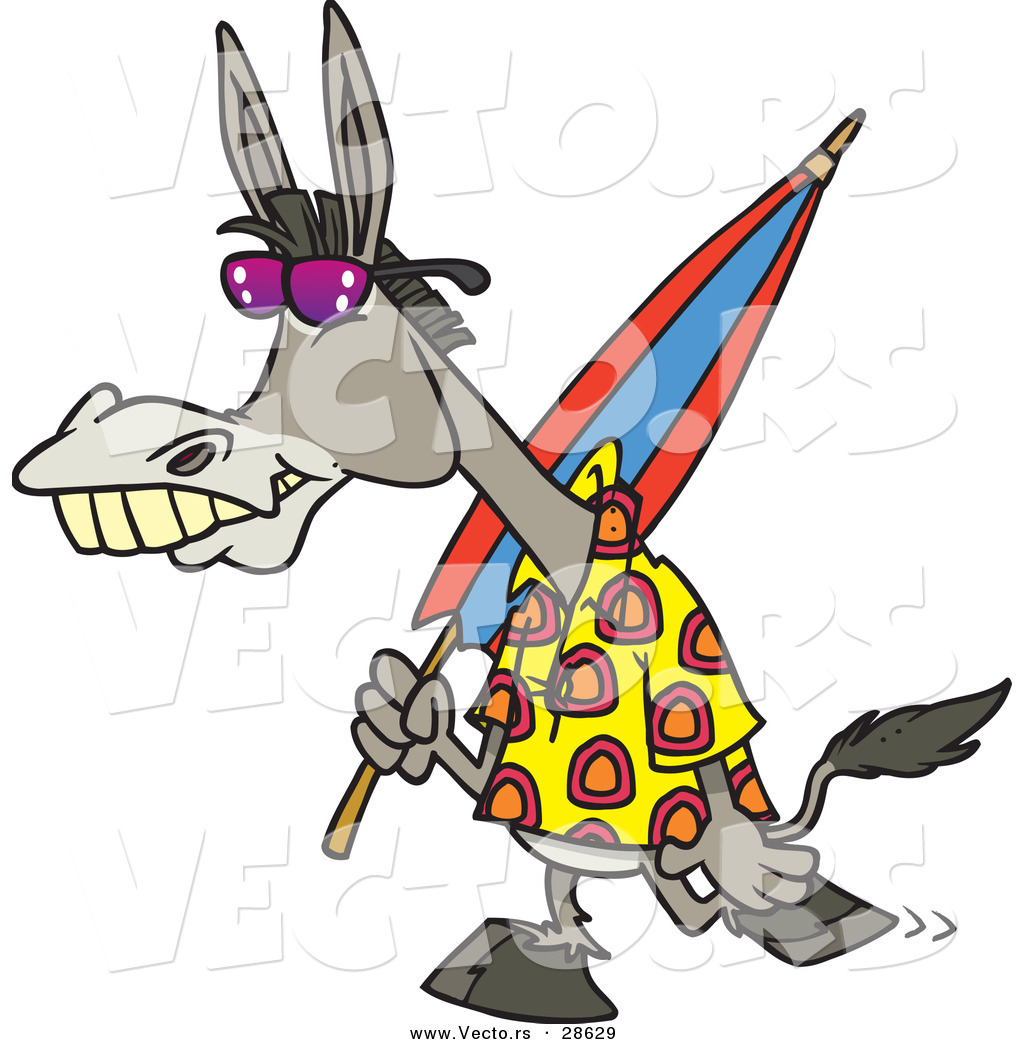 1024x1044 Vector Of A Cartoon Donkey Carrying An Umbrella While Walking