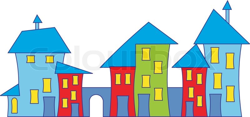 800x377 Cartoon Town House. Colorful Houses. Vector Stock Vector Colourbox