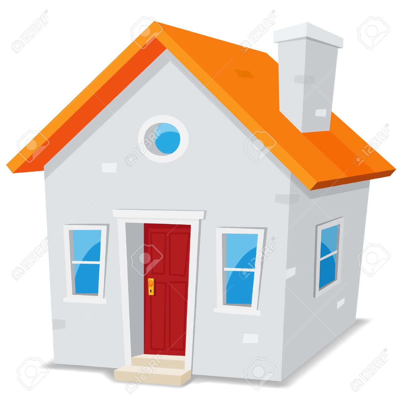 1300x1300 Illustration Of A Cartoon Simple Small House On White Background
