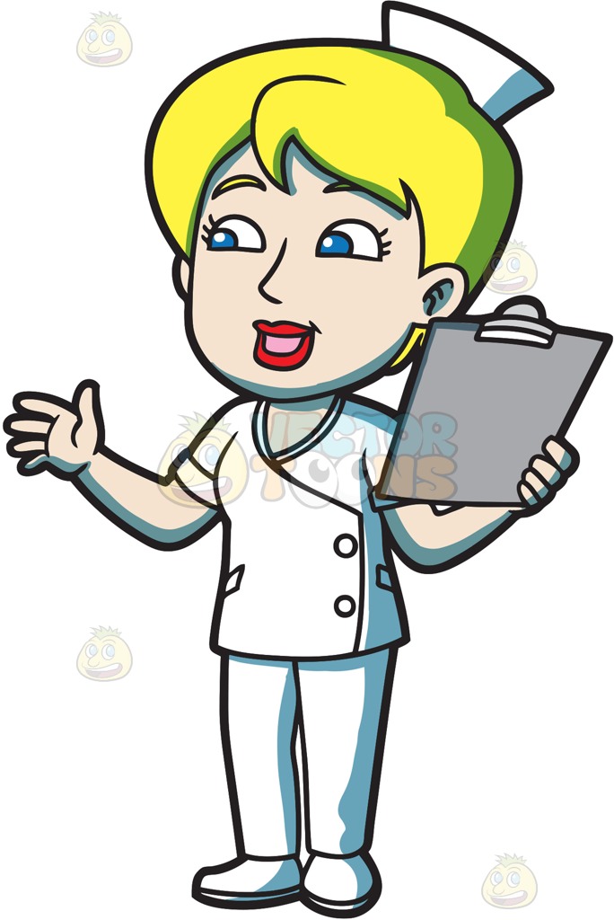 684x1024 A Female Nurse With A Clipboard Cartoon Clipart