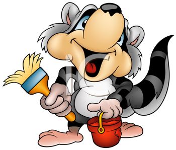350x298 Cartoon Raccoon Holding A Paint Brush And Bucket Of Paint