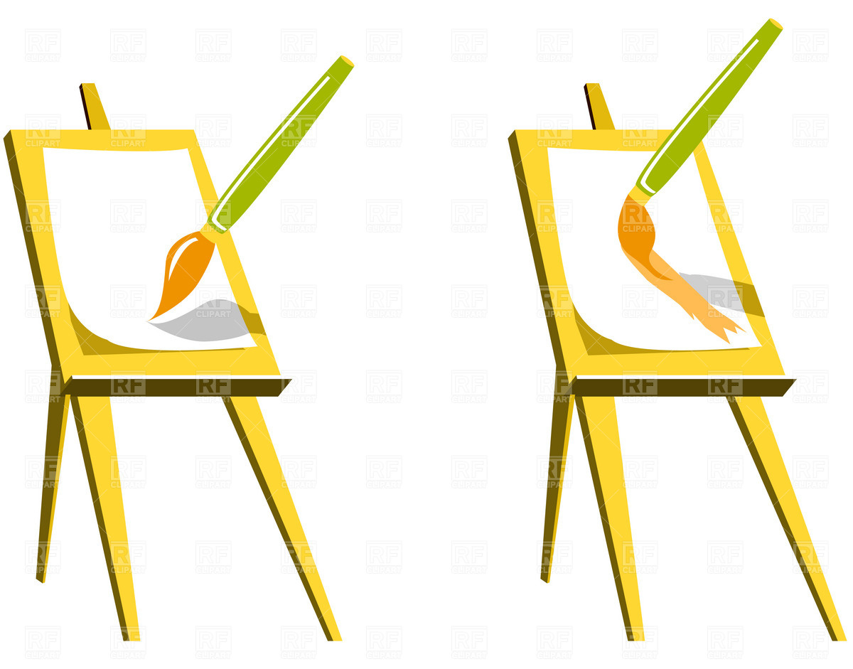 1200x941 Easel And Paintbrush Royalty Free Vector Clip Art Image