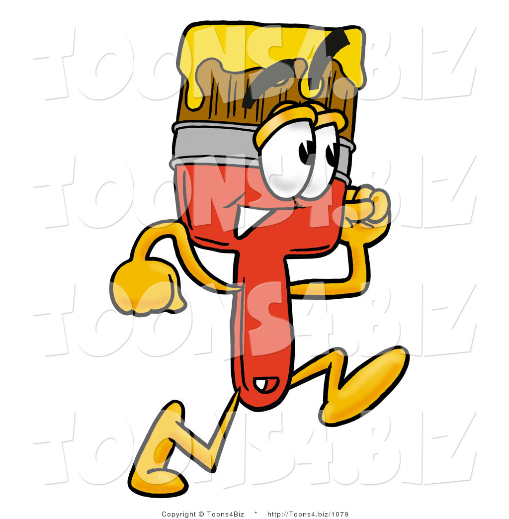 1024x1044 Illustration Of A Cartoon Paint Brush Mascot Running By Toons4biz