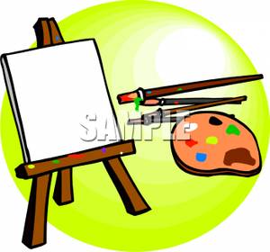 300x280 Paint Palette With Brushes And A Canvas