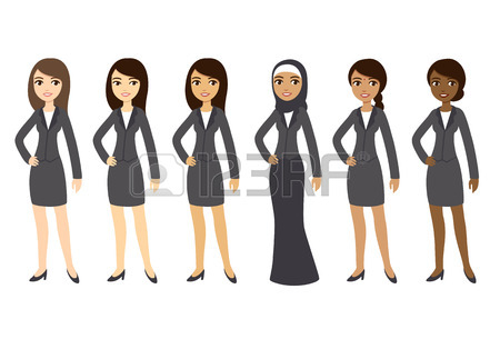450x314 Young Business People, Man And Woman, In Cartoon Style In Suit