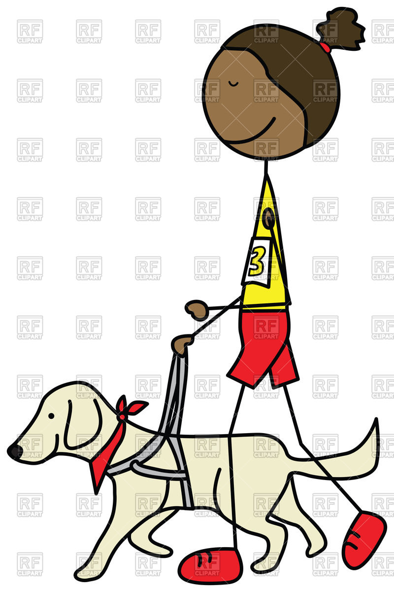 800x1200 Cartoon Blind Girl Running With A Guide Dog Royalty Free Vector