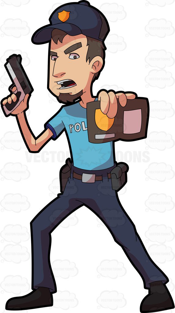 572x1024 A Policeman Showing His Badge Cartoon Clipart