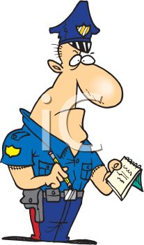 207x350 An Angry Looking Cartoon Police Officer Writing A Citation
