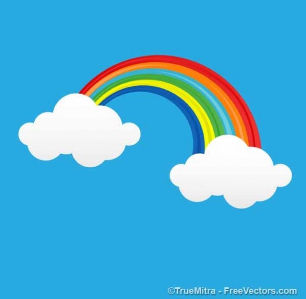 626x613 Cartoon Rainbow With Clouds Vector Free Download