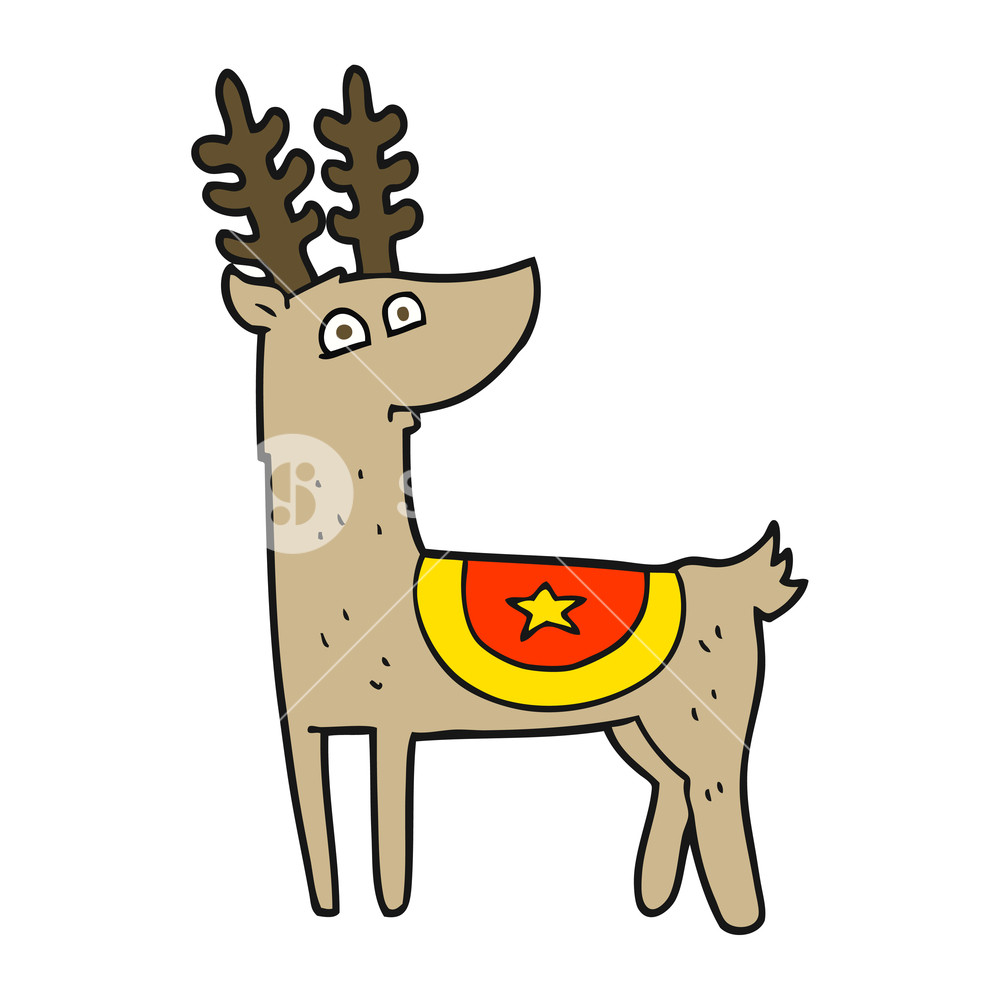 1000x1000 Freehand Drawn Cartoon Reindeer Royalty Free Stock Image