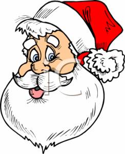 244x300 Cartoon Clipart Image Of Santa Claus's Face