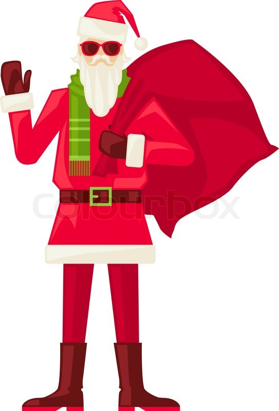 543x800 Cartoon Santa Claus In Sunglasses Isolated Stock Vector Colourbox