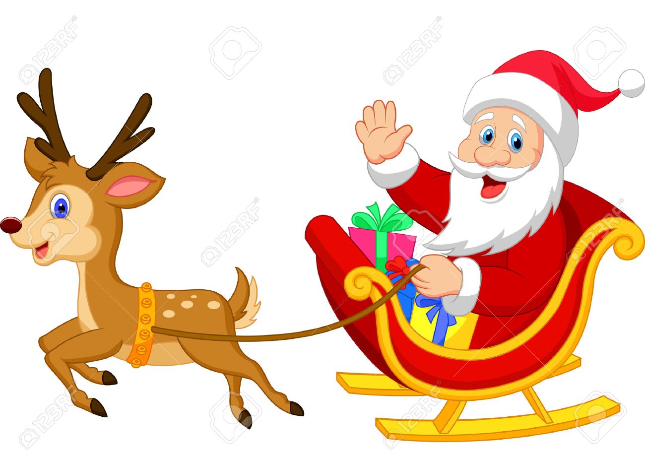 1300x921 Cartoon Santa Drives His Sleigh Royalty Free Cliparts, Vectors
