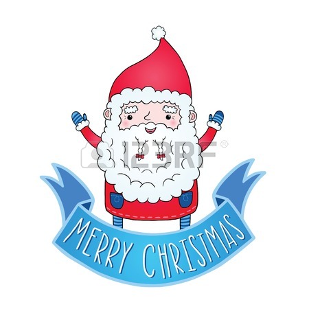 450x450 Cute Cartoon Santa Claus And Winter Nature Royalty Free Cliparts