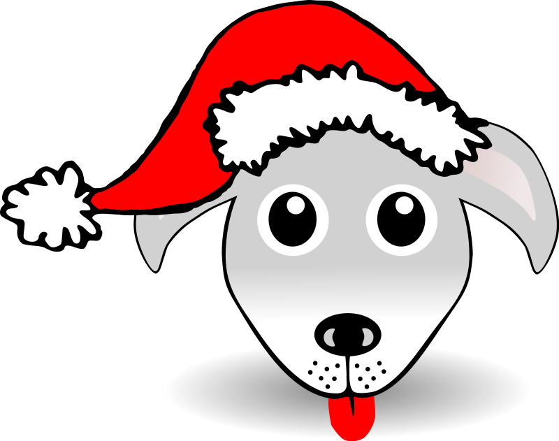 800x631 Funny Dog Face Grey Cartoon With Santa Claus Hat Free Vector 4vector