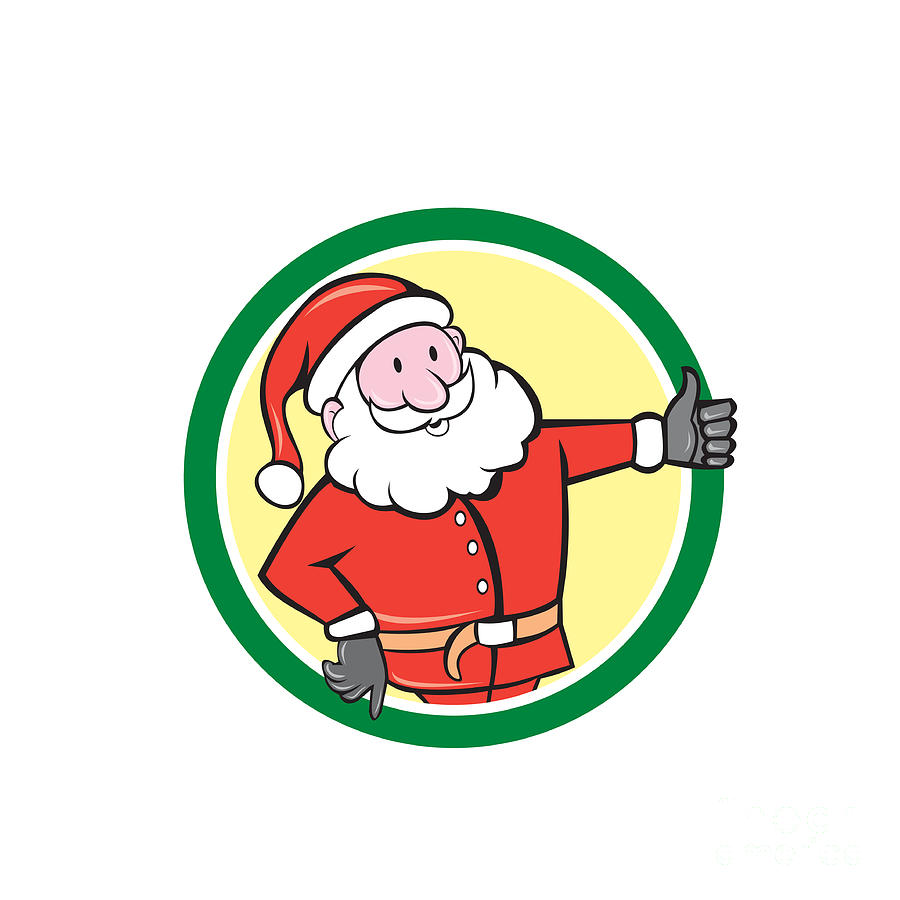 900x900 Santa Claus Father Christmas Thumbs Up Circle Cartoon Digital Art