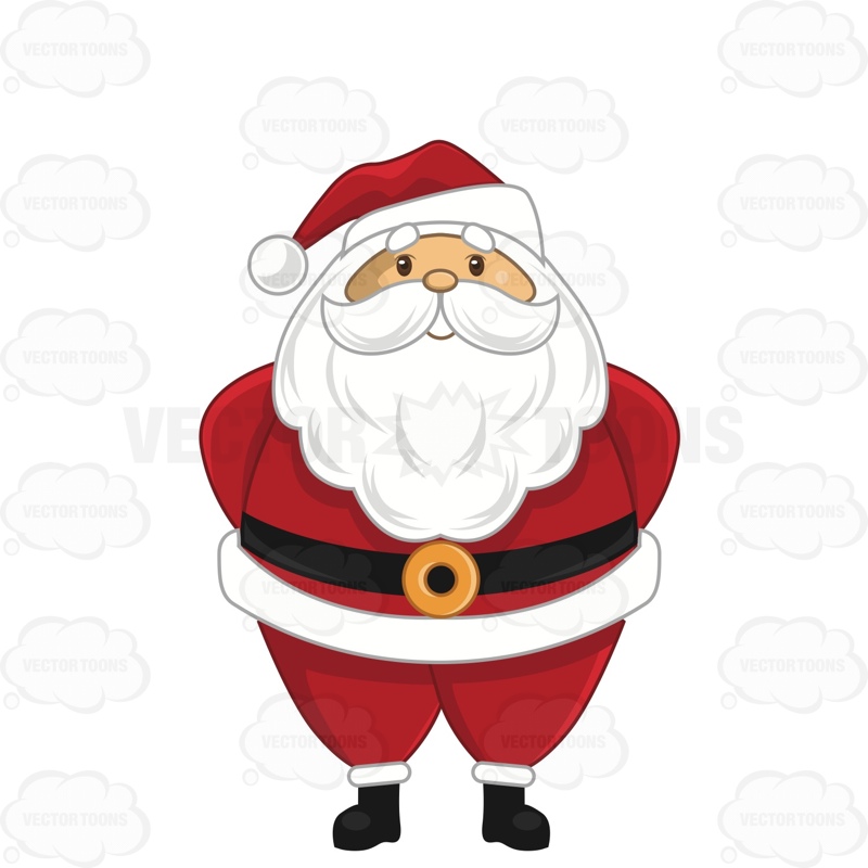 800x800 Traditional Looking Santa Claus With Hands Behind His Back Cartoon