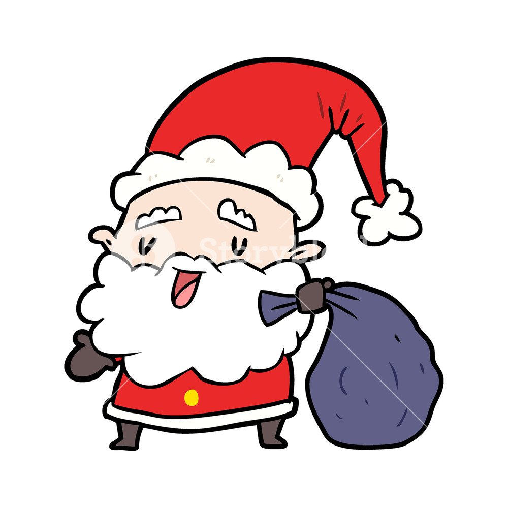 1000x1000 Cartoon Santa Claus Carrying Sack Of Presents Royalty Free Stock