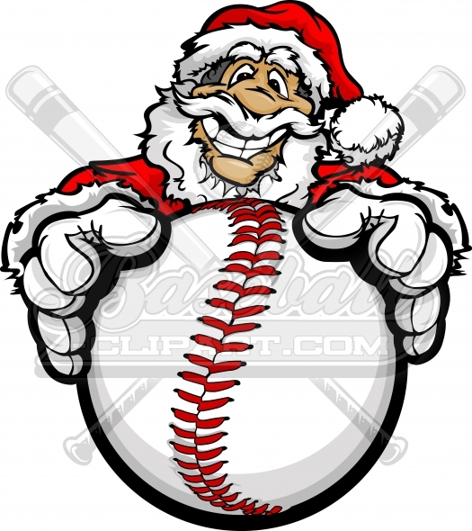 525x590 Baseball Santa Claus Clipart Vector Cartoon Image