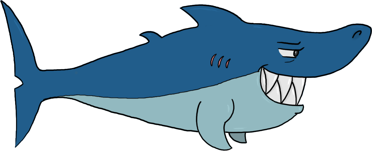 1231x502 Cartoon Shark By Pugwizer