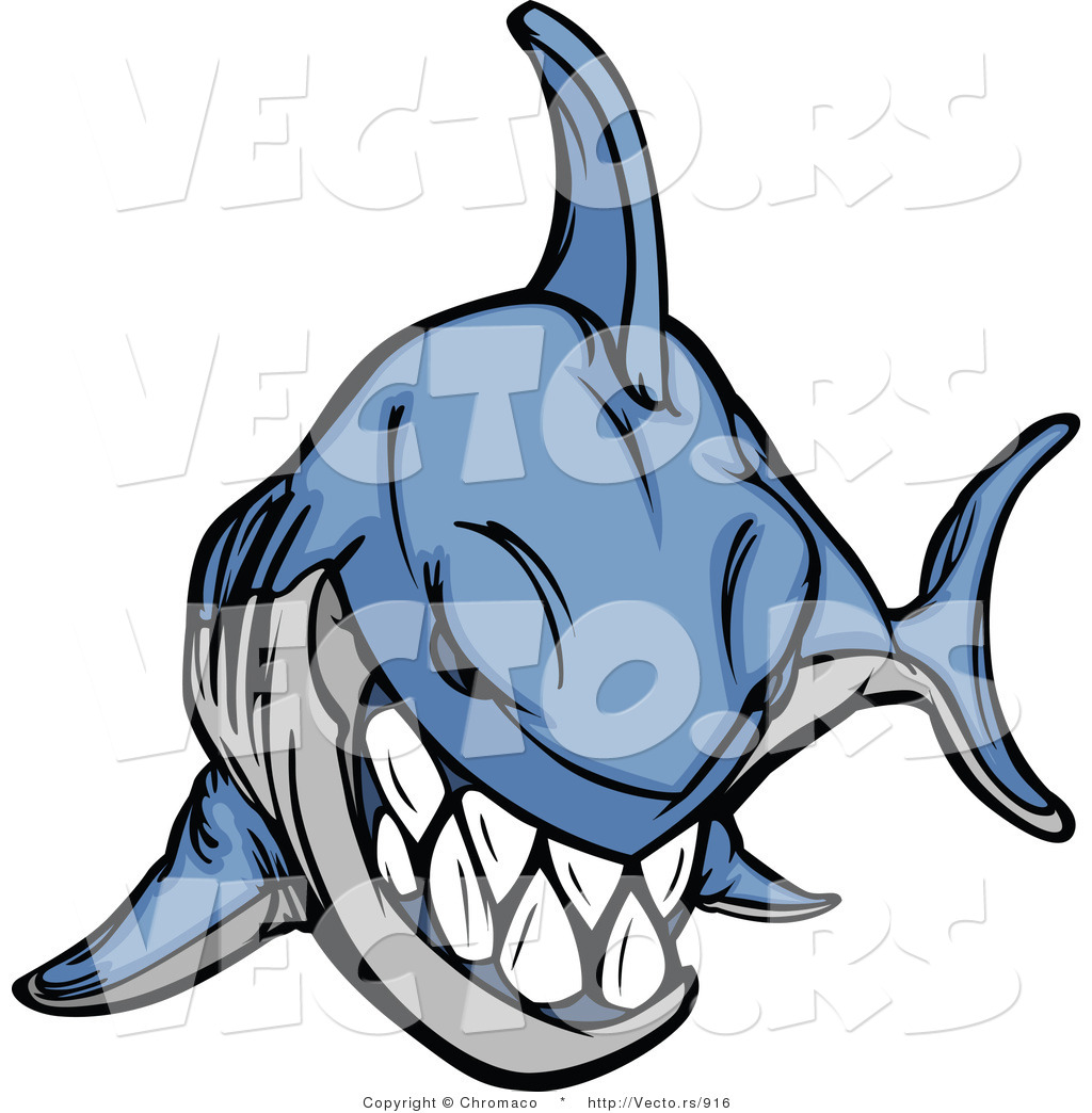 1024x1044 Cartoon Vector Of An Evil Blue Shark Grinning By Chromaco