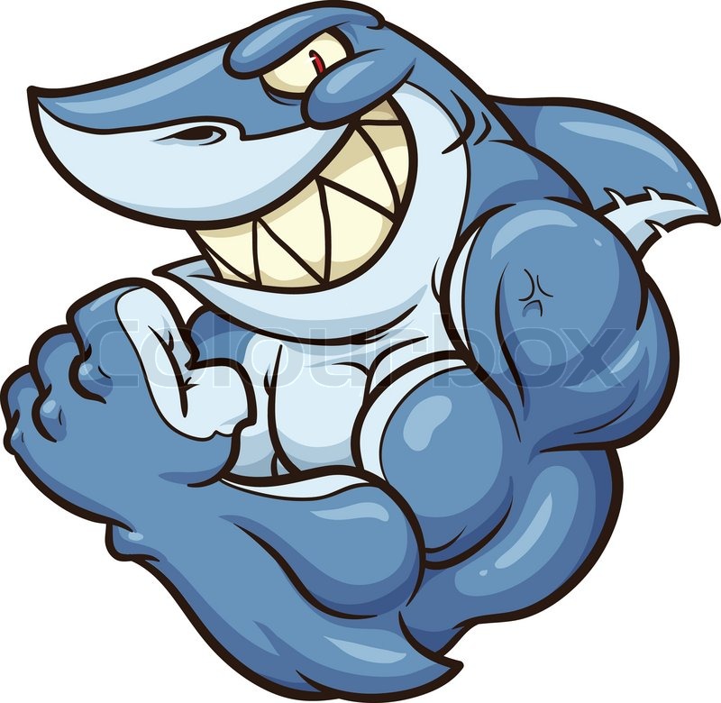 800x780 Cartoon Shark Mascot. Vector Clip Art Illustration With Simple