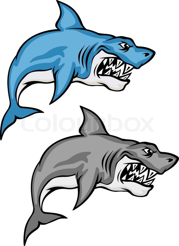 581x800 Set Of Danger Sharks In Cartoon Style Isolated On White Background
