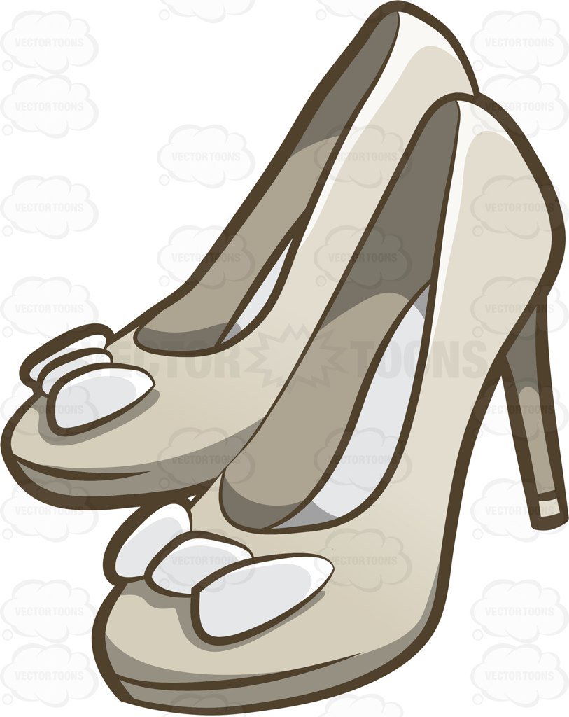813x1024 A Pair Of Bridal Shoes Cartoon Clipart
