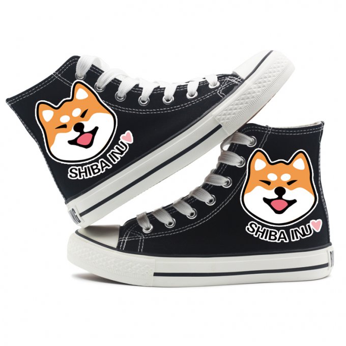 680x680 Cartoon Doge Canvas Shoes For Teens Shiba Inu Dog Sneakers High