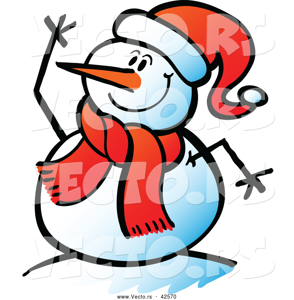 1024x1044 Vector Of A Cartoon Snowman Waving While Smiling By Zooco