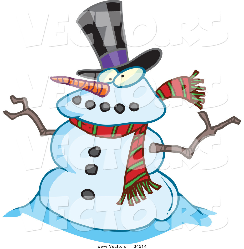 1024x1044 Vector Of A Cartoon Snowman Wearing A Hat And Scarf By Toonaday