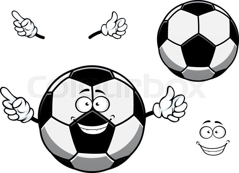 800x581 Cartoon Football Or Soccer Ball Mascot Character With Cheerful