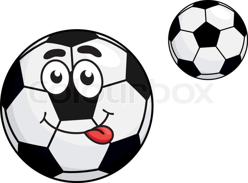 800x589 Cute Black And White Cartoon Soccer Ball With A Protruding Red