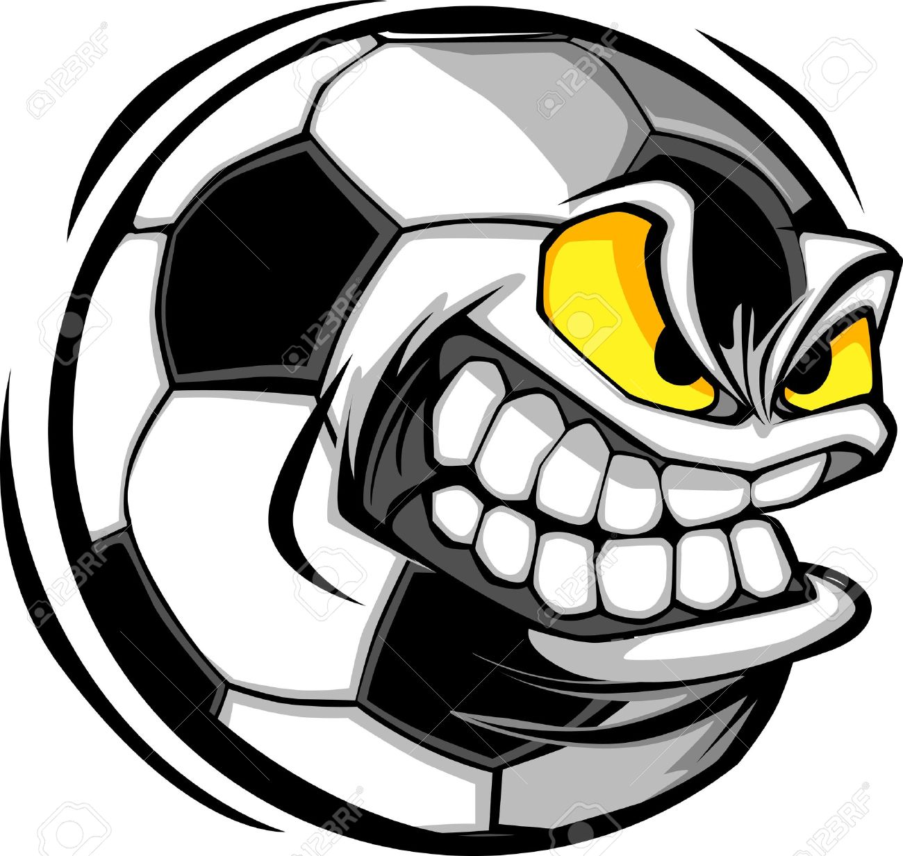 1300x1233 Vector Cartoon Soccer Ball With Mean Face Royalty Free Cliparts