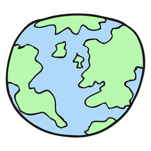 300x300 Freehand Drawn Black And White Cartoon Planet Earth Royalty Free