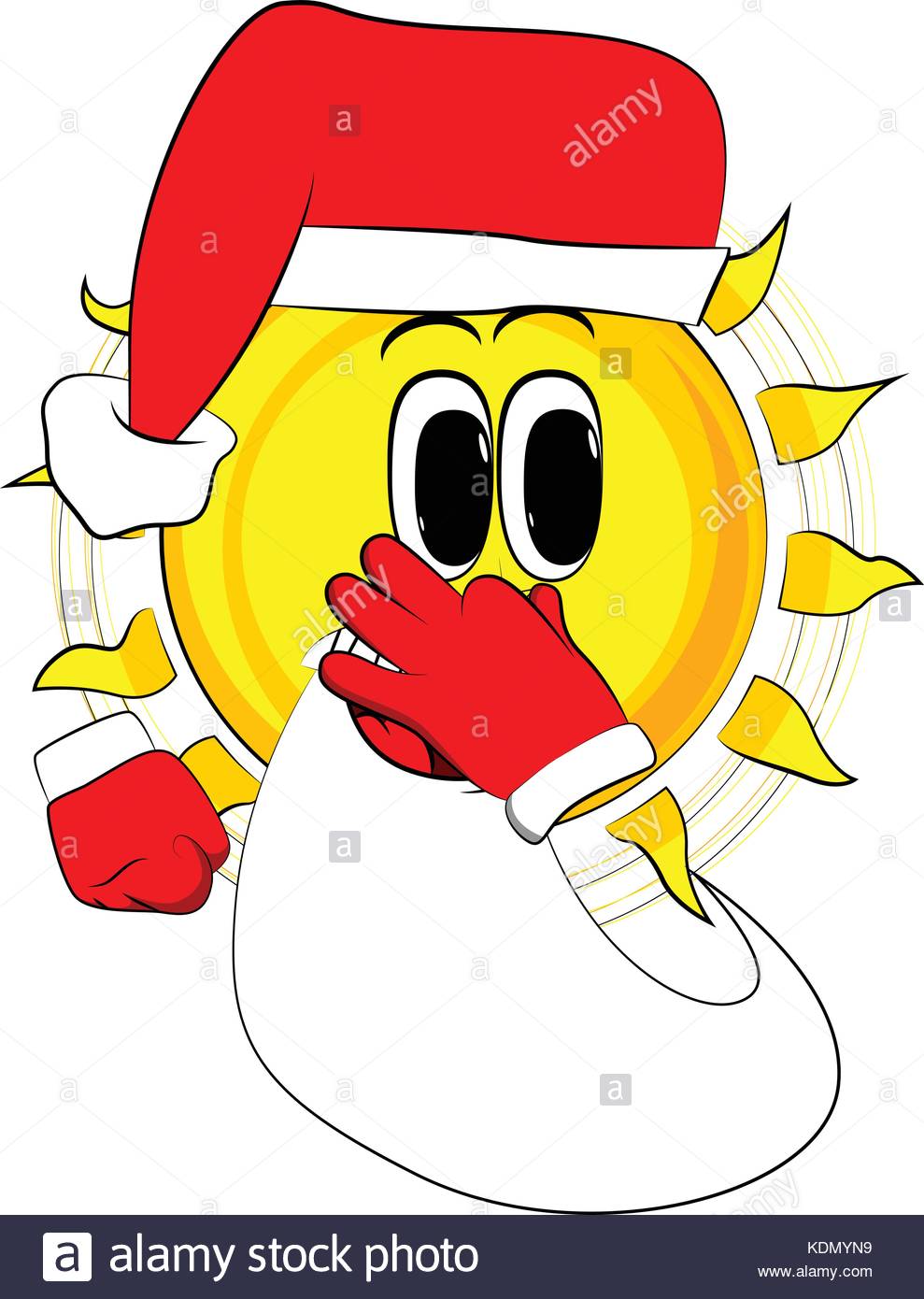 989x1390 Cartoon Sun As Santa Claus Holding His Nose Because Of A Bad Smell