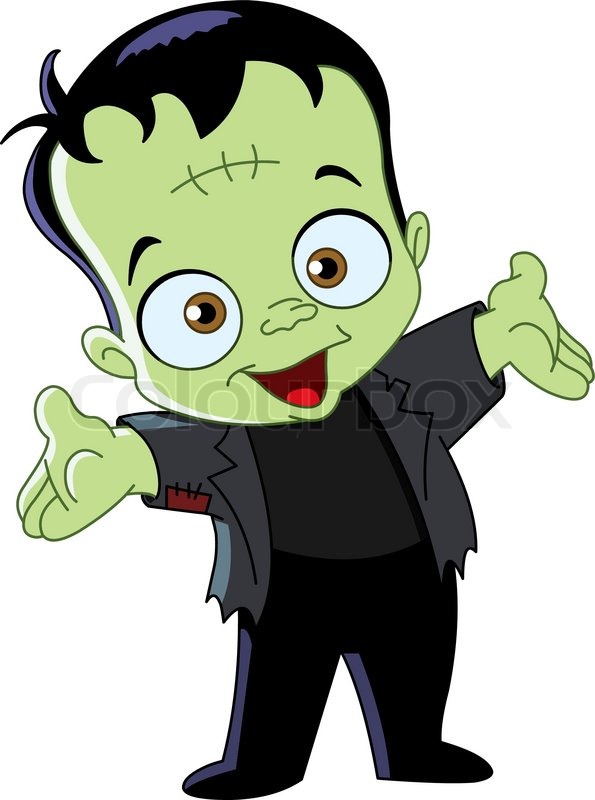 595x800 Cartoon Kid In A Vampire Costume Celebrating Halloween Stock