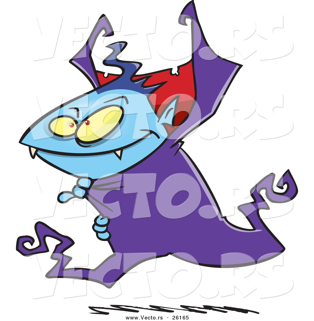 1024x1044 Vector Of A Cartoon Halloween Vampire Running By Toonaday