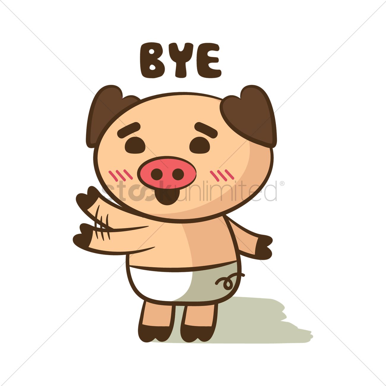 1300x1300 Cartoon Pig Waving Goodbye Vector Image