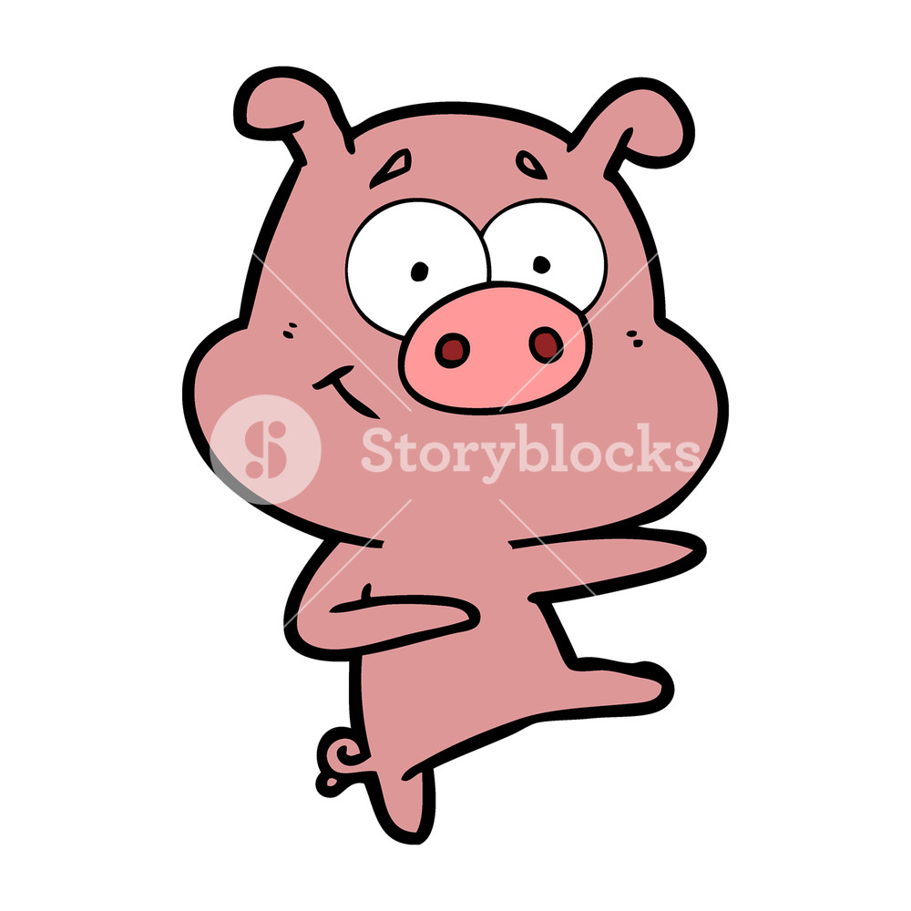 1000x1000 Cartoon Pig Pointing Royalty Free Stock Image