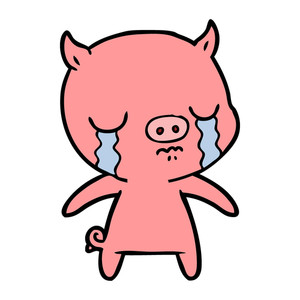 300x300 Cartoon Sitting Pig Crying Royalty Free Stock Image