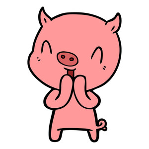 300x300 Happy Cartoon Smart Pig Royalty Free Stock Image