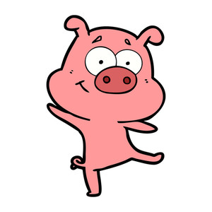 300x300 Nervous Cartoon Pig Dancing Royalty Free Stock Image