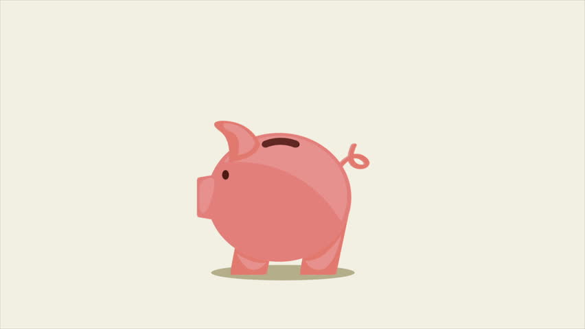 852x480 Cartoonnimation, Pig Piggy Bank For The Money, Yellow Coins,