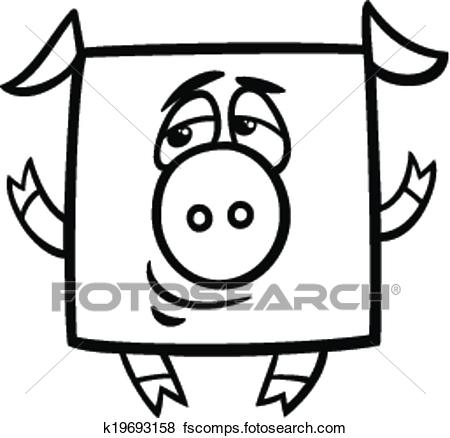 450x438 Clip Art Of Square Pig Cartoon Coloring Page K19693158