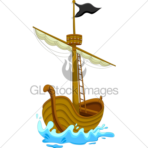 500x500 Cute Pirate Ship Cartoon Gl Stock Images