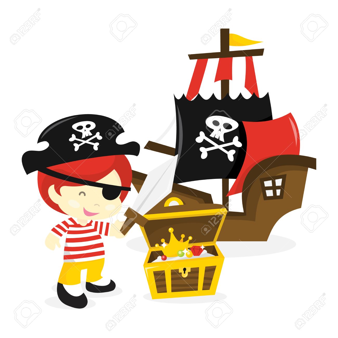 1300x1300 Cute Pirate Ship Cartoon